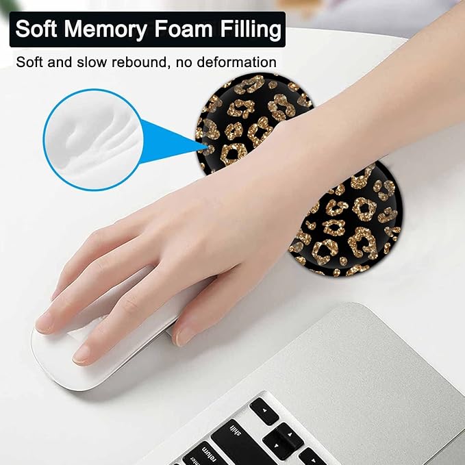 Large Gaming Mouse Pad, 31.5x11.8 in Extended Computer Mouse Mat with Non-Slip PU Base, Ergonomic Memory Foam Keyboard Wrist Rest,for Work Gaming, Rose Gold Glitter Psalm 465 Black Office Desk Pad