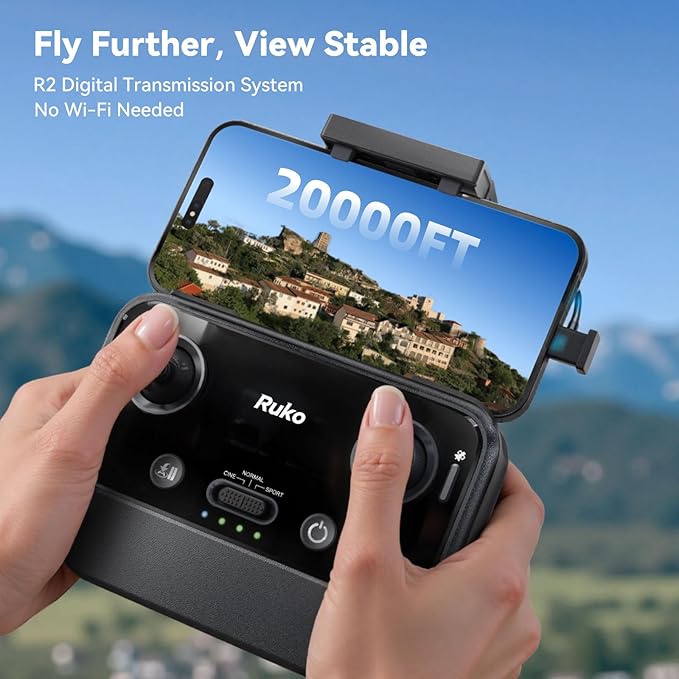 Ruko Drone with 4K UHD Camera for Adults with 3-Axis Gimbal, 8K Photo, Under 249g FAA-Exempt, 96 Mins Flight (3 Batteries), 20,000ft Transmission, GPS with Beeper, Auto Return, Beginner Friendly