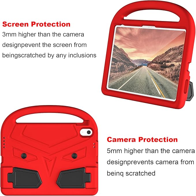 Dteck for iPad 10th Generation Case Kids 10.9 Inch 2022, Durable Lightweight Shockproof Protective Handle Stand EVA Foam Boys Girls Kids Proof Case for iPad 10th Generation 10.9 Inch 2022,Red