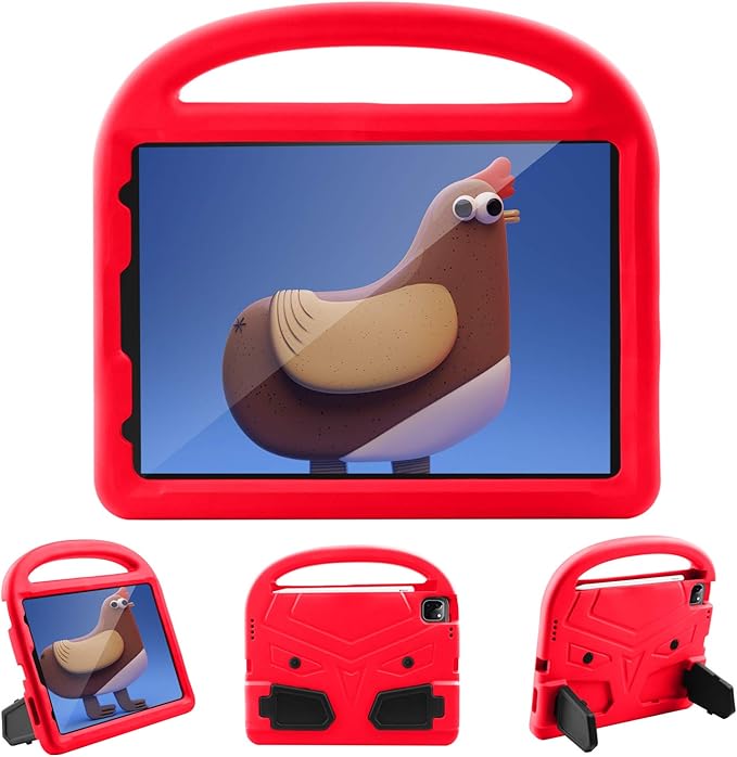 Kids Case for iPad Pro 11 2022/2021/2020 (4th/3rd/2nd Generation), Techcircle Child Shock Proof EVA Protective [Support Pencil Charging] Handle Stand Case for iPad Air 5/4 Gen 10.9" 2022/2020, Red