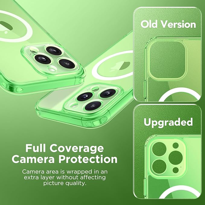 CAPRARO Magnetic for iPhone 15 Pro Max Case, [Compatible with MagSafe] [Full Camera Protection] Shockproof Protective Slim Translucent Matte Phone Case for iPhone 15 Pro Max 6.7'', Clear Green