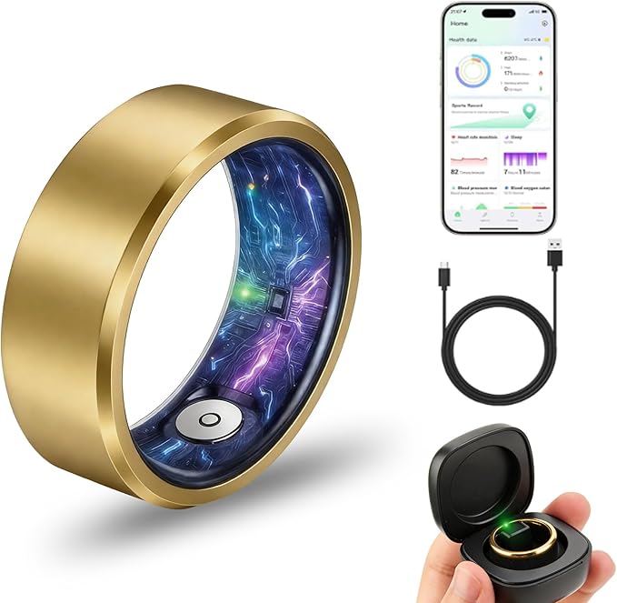 Smart Ring for Women & Men, Health & Fitness Tracker with Heart Rate/Sleep Monitoring/Blood Pressure, 5ATM Waterproof, Activity Trackers with Free App, Valentine's Day Gifts for Women