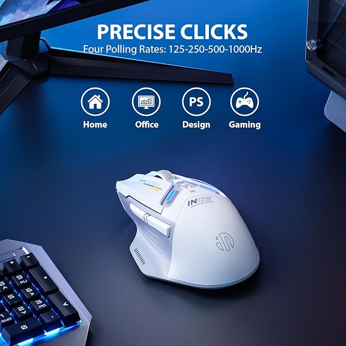 INPHIC IN9 Wireless Gaming Mouse, True Tri-Mode Bluetooth/Type-C Wired/2.4G Wireless Connection, 10000 DPl, Fully Programmable, RGB Backlit, for Laptop PC Mac