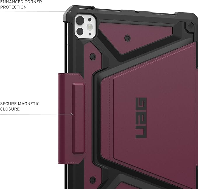 URBAN ARMOR GEAR UAG Designed for iPad Pro 11" Case M5 2025 6th Gen, M4 2024 5th Gen A3357 A3358 A3359 A2836 A837, Adjustable Multi-Angle Stand Folio Cover w/Pencil Holder, Metropolis SE Bordeaux