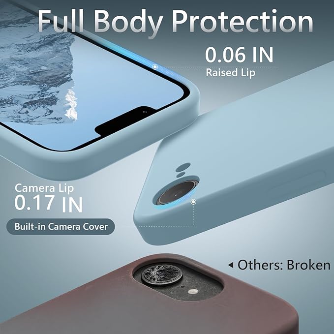 FireNova Magnetic for iPhone 17e Case/iPhone 16e Case, Compatible with MagSafe, [Silicone Camera Protection] Microfiber Lining Phone Case, 6.1", Sky Blue