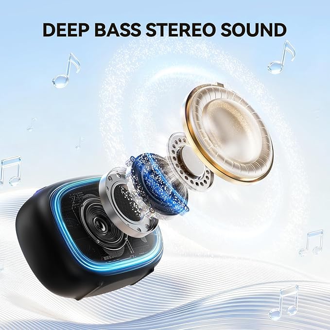 TECKNET Portable Bluetooth Speaker, IP67 Waterproof Speaker with Stereo Sound, Up to 30H Playtime, Magnetic Design, BT 5.4, TWS Pairing Small Bluetooth Speaker for Home/Party/Outdoor/Travel