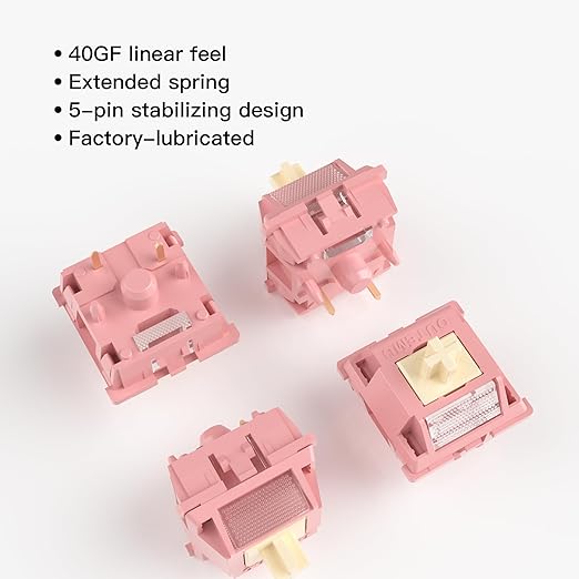Outemu Red Bean Creamy Pro Keyboard Switch with Diffuser for Mechanical Gaming Keyboard,5-Pin 40gf Linear Pre-Lubed Switches(108Pcs)