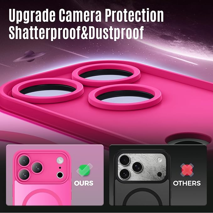 Symcele Designed for iPhone 17 Pro Case, Compatible with MagSafe, [Camera Protection] [15FT Military Drop Protection] Shockproof Translucent Matte Anti-Slip Phone Case, 6.3", Hot Pink