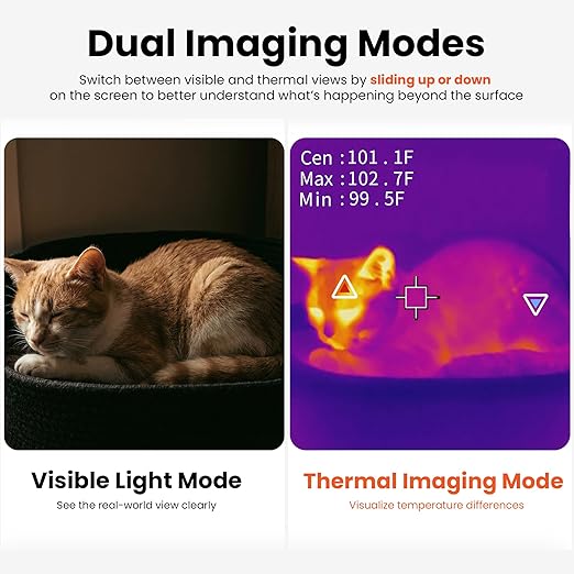 Mini Thermal Camera with Touchscreen, No App Required Small Infrared Imager for Home Inspection, 80×60 IR Resolution Infrared Camera for Detect Hidden Camera, Water Leak Detection