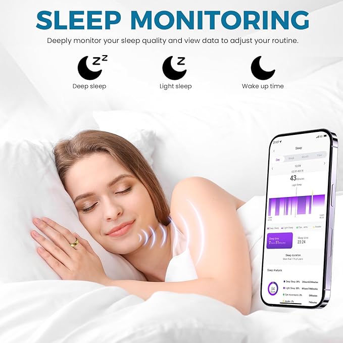 Smart Ring for Women Men Fitness Tracker with Blood Pressure,Heart Rate,Sleep Monitoring,Step Counting,for iPhone and Android,Waterproof smart blood pressure monitor,No Subscription Fees,Gold 12 size
