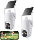 Dzees Security Cameras Wireless Outdoor, 2K Pan/Tilt 360° View Solar/Battery Powered WiFi Cameras for Home Security with AI Motion Detection,Color Night Vision, 2-Way Audio, SD/Cloud Storage - 2 Pack