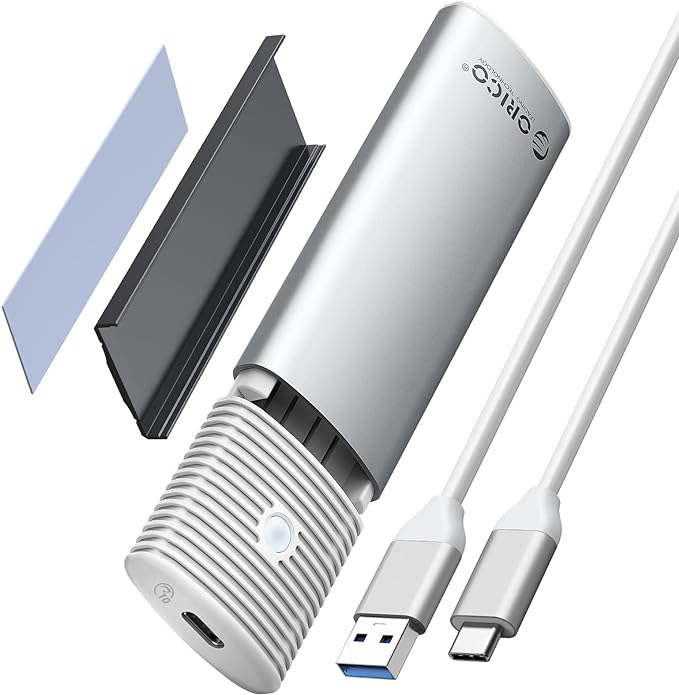 ORICO M.2 NVMe SATA SSD Enclosure Adapter Tool-Free, USB C 3.2 Gen 2 10Gbps NVMe, 5Gbps NGFF SATA PCIe M-Key(B+M Key) 2230/2242/2260/2280, Aluminum External M2 Reader Support UASP Trim-WH(G2A)