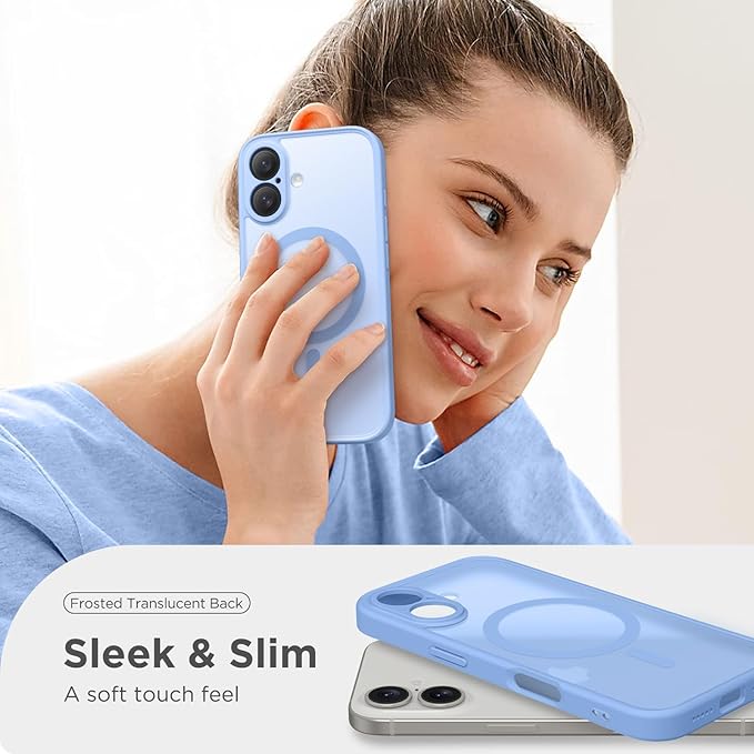 CAPRARO Magnetic Compatible with iPhone 16 Case, Upgraded [Full Camera Protection] [Compatible with MagSafe] Protective Translucent Matte Women Girl Phone Case Cover, Snow Purple