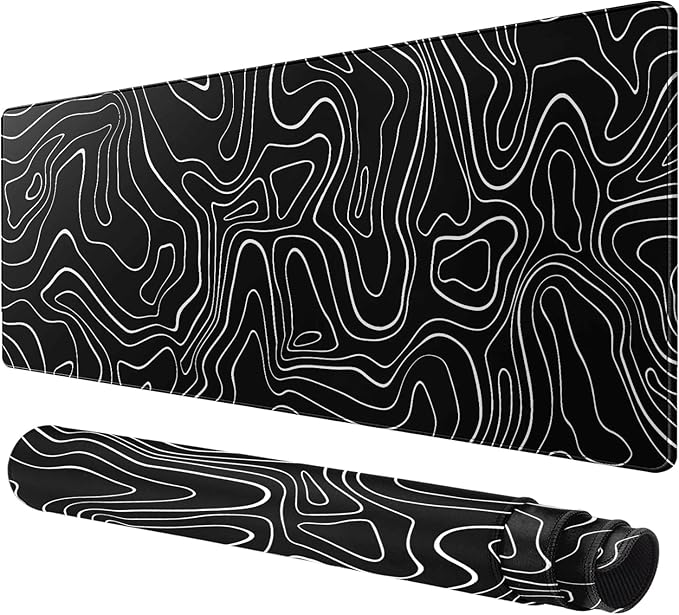 Rcege Large Mouse Pad for Desk - Gaming Mouse Pad with Stitched Edges, Anti-Slip Base for Keyboard and Mouse (Topographic Line,23.6x11.8 inch)