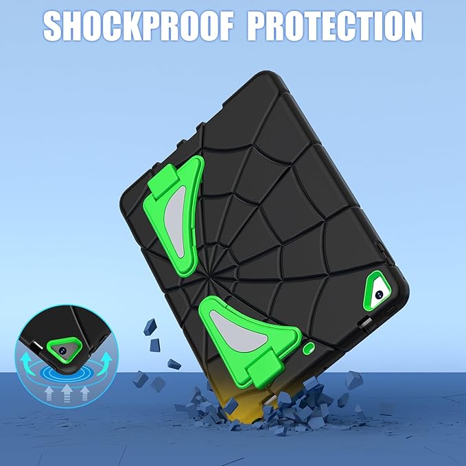 AKABEILA Compatible with Apple iPad 9.7 5th/6th(2017/2018)/iPad Air 2/iPad Pro 9.7 Tablet Case，Lightweight Shockproof Rugged Protective Cover with Kickstand for Kids Children Boys Babies Dark Green