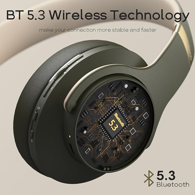 DOQAUS Bluetooth Headphones Over Ear, 90H Playtime, 3 EQ Modes, HiFi Audio, ENC Mic, Reinforced Durable Frame & Soft Earpads for Extended Wear, Phone, PC, Travel