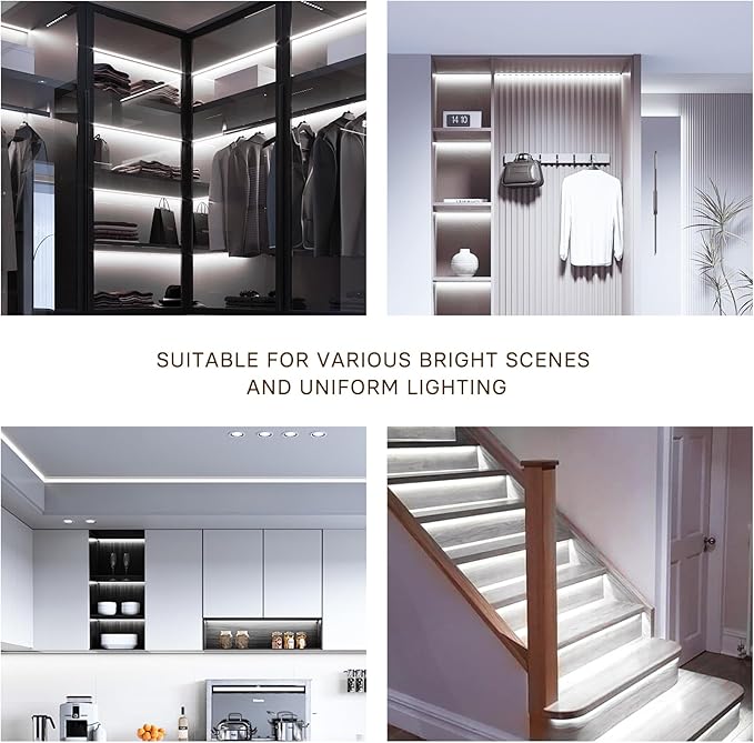 Pandery COB LED Strip Lights Cool White,24V Dimmable led Light Strip KIT with Remote and app Control,6000K 25FT/7.5m 8mmwide Ra>90 Cuttable Flexible Strip Lights for Bedroom,Wardrobe,Cabinet