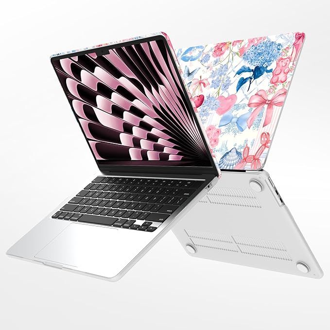 G JGOO Compatible with MacBook Air 13 inch Case 2026 2025-2022 M5 A3449 M4 A3240 M3 A3113 M2 A2681, Hard Shell for MacBook Air 13.6 inch Case + Keyboard Cover +Screen Protector, Pink Blue Collage