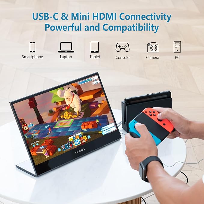 INNOCN 15.6 inch Portable Monitor Touchscreen | 1080P | HDMI, USB C HDMI | for MacBook, Windows, Tablets, Android, Chrome, PS4, Switch, Mini PC | 400Nits | 100% sRGB
