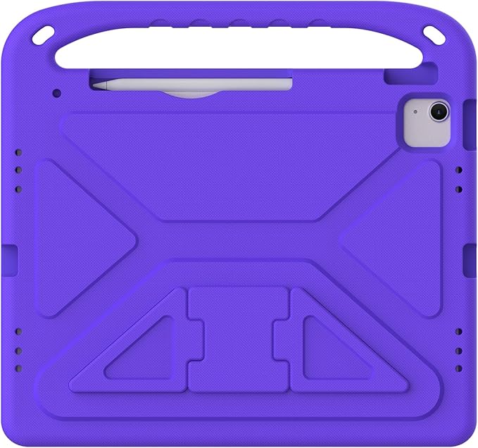 Kids Case for Apple iPad Air 13 inch Tablet M4/M3/M2 (2026/2025/2024) with Pencil Holder, Anti-Slip Handle Slim Lightweight Stand Shockproof Soft EVA Protective Silicone Bumper Cover, Purple