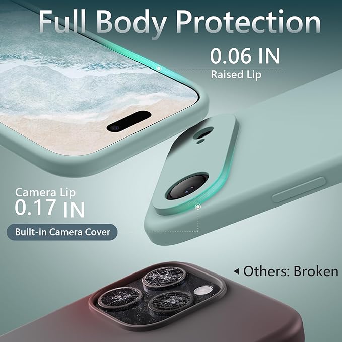 FireNova Magnetic for iPhone Air Case, Compatible with MagSafe, [Integrated Silicone Camera Control Button] [Camera Protection] Microfiber Lining Phone Case for iPhone 17 Air, 6.5", Mint Green