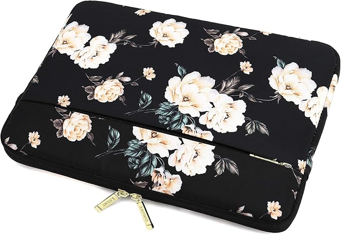 KAYOND 15 inch Laptop Sleeve, Compatible with MacBook pro 15.4 ，MacBook Air 15.4 MacBook pro 16 and 15.6 inch Notebook Computer, Water Repellent Laptop Bag,Shockproof case(15-15.6 inch, Black Peony)