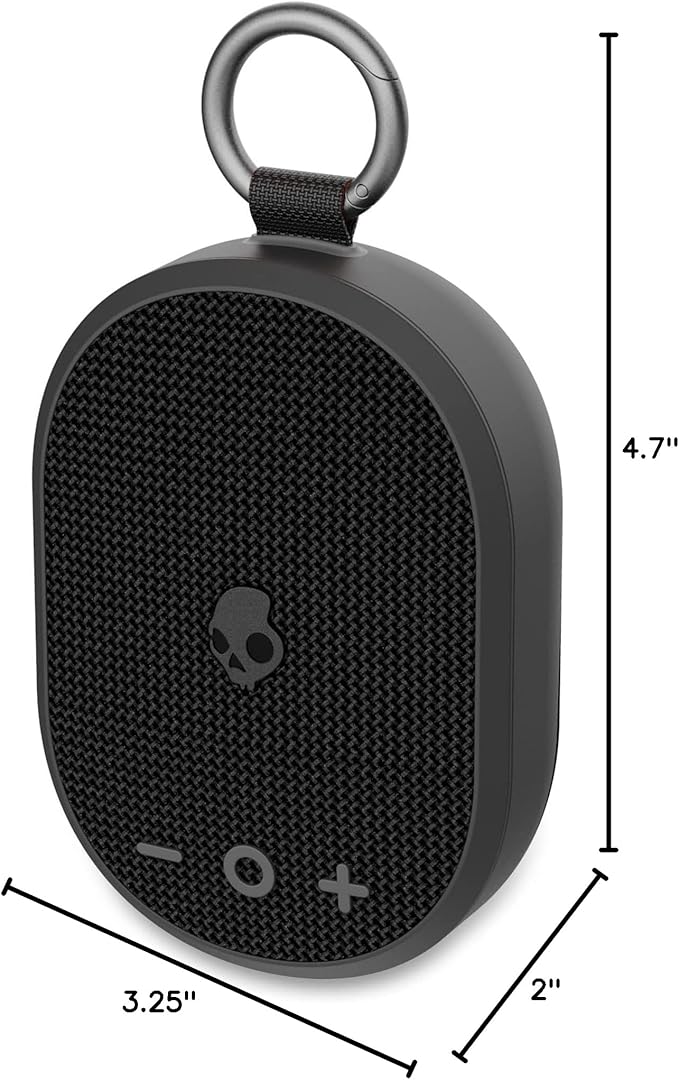 Skullcandy Kilo Wireless Bluetooth Speaker - IPX7 Waterproof Mini Bluetooth Speaker with 24 Hour Battery, Downward Firing Passive Radiator, and True Wireless Pairing - Perfect for Outdoor (Black)