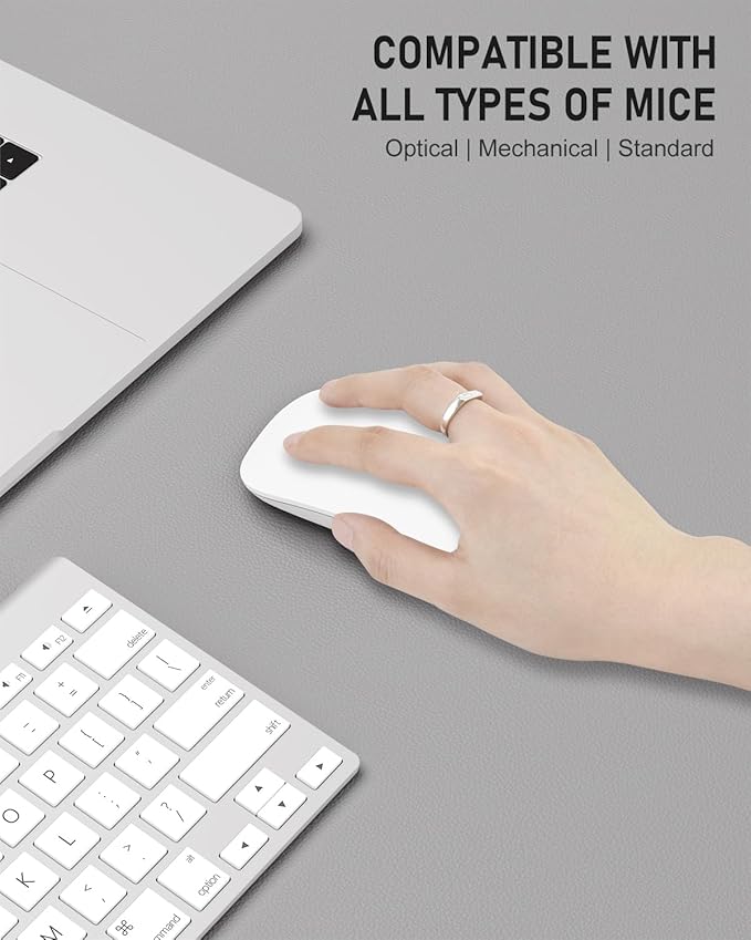 Desk Pad, 35.5" x 17" PU Leather Non-Slip Desk Mat Large Mouse Pad for Desktop, Waterproof Laptop Computer Writing Mat for Office, Home, Work, Gaming, Silver