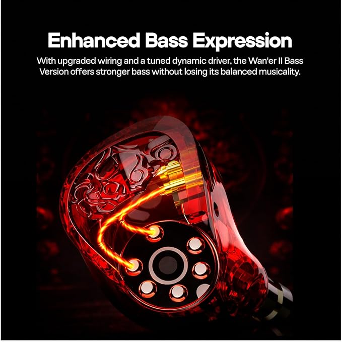 Linsoul TANGZU Wan'er S.G II in Ear Monitor,HiFi Wired Earbuds,10mm Dynamic Driver PET Diaphragm Gaming IEM Earphones with 2Pin Detachable OFC Cable for Audiophile DJ Stage (Red Lion, 3.5mm No Mic)