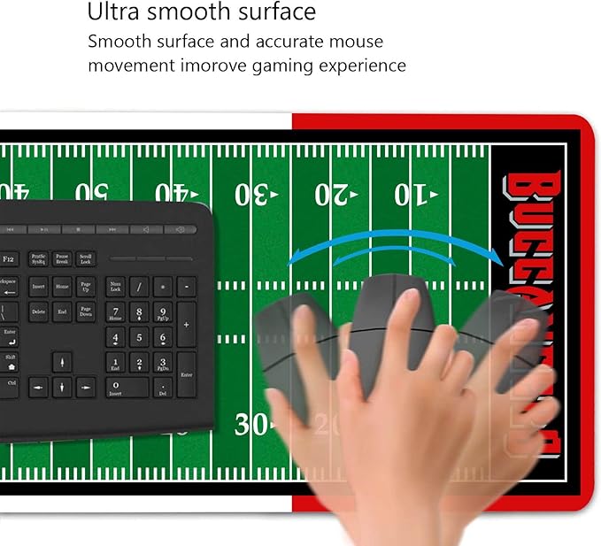 Large Gaming Mouse Pad, Mousepad with Non-Slip Rubber Base for Laptop Computer Desktop Keyboard,Football Fans Boy Husband Gift Dark Red Design Mat