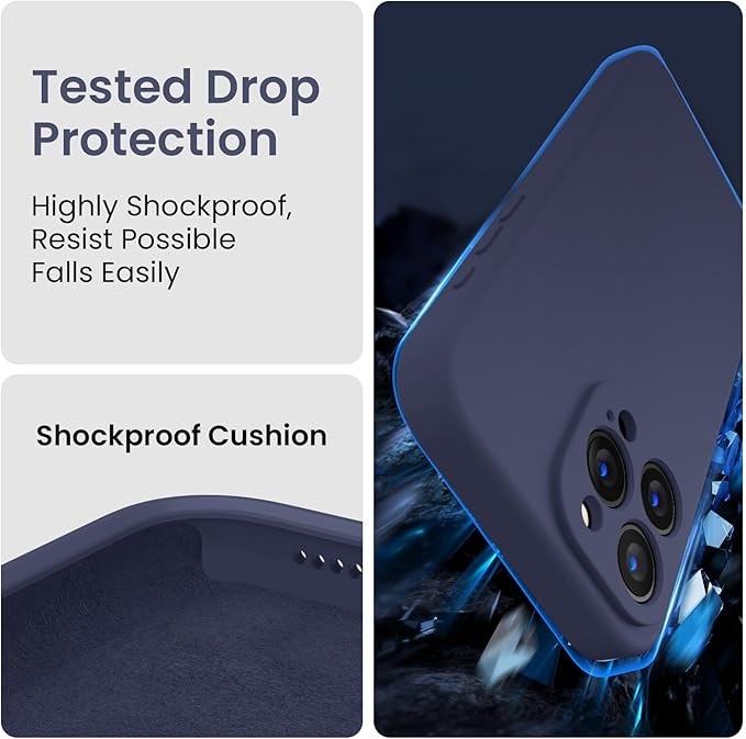 FireNova Designed for iPhone 16 Pro Case, Silicone Upgraded [Camera Protection] Phone Case, Soft Anti-Scratch Microfiber Lining Inside, 2024, Navy Blue