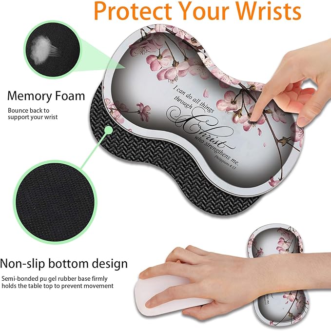 Durable Desk Mat + Wrist Rest Pad + Coasters Set, Large Gaming Office Mouse Pad 31.5 "x 11.8", Extended Non-Slip Rubber Keyboard Pad, Laptop & Home, Philippians 4-13