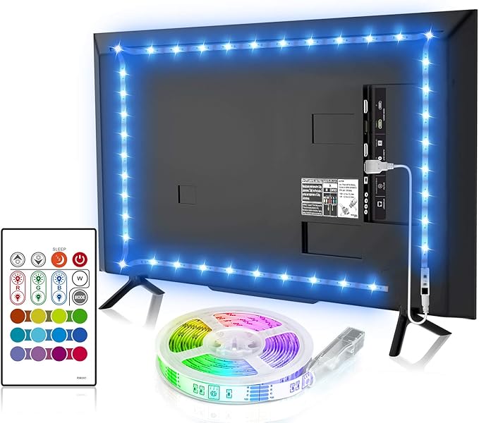 BASON LIGHTING TV LED Backlight, 14.76ft USB Led Lights Strip for 60-70 TV/Monitor Backlight, LED TV Lights with Remote, 4096 DIY Colors TV Bias Lighting for HDTV, PC,Updated.