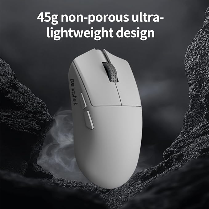 Darmoshark M3XS Mini Wireless Gaming Mouse,Tri-Mode 2.4G/USB-C/Bluetooth,Up to 26000DPI,PAW3395 Optical Sensor Lightweight 45g,5 programmable Button,Computer Mouse for Laptop,PC,Mac-W