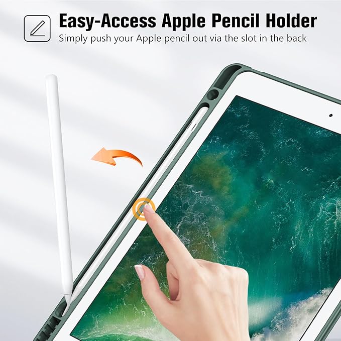 ProCase Smart Case for 10.5” iPad Air 3rd Generation 2019 / iPad Pro 2017, Slim Stand Cover with Pencil Holder Soft TPU Back for Air 3 -Mgreen