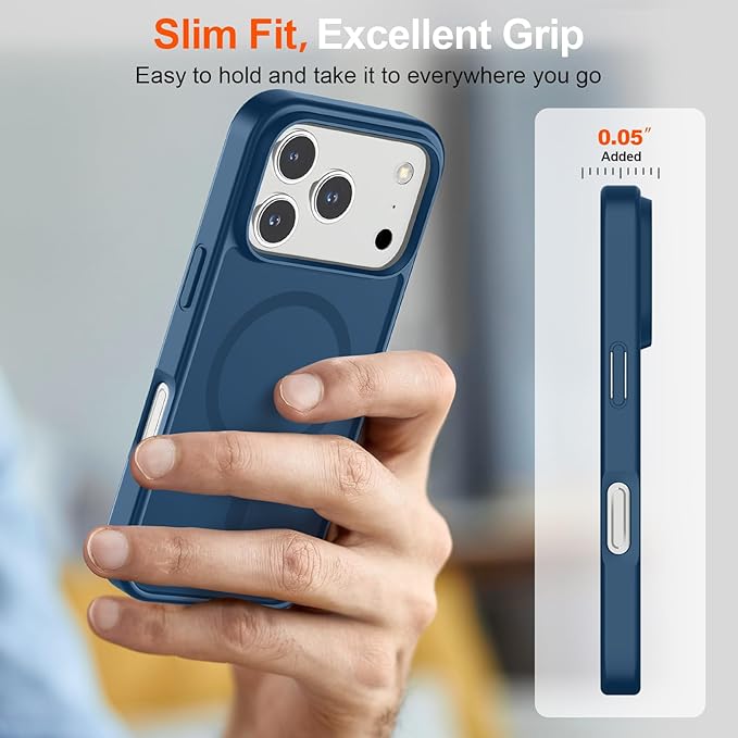 SUPFINE Magnetic for iPhone 17 Pro Max Case (Compatible with MagSafe)(Military Grade Drop Protection) Translucent Matte Shockproof with Anti-Fingerprint Phone Cover,Deep Blue