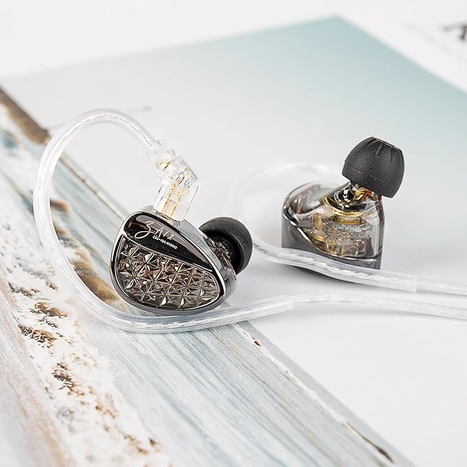 KZ ZA12 in Ear Monitor, 2DD+4BA Hybrid Wired Earbuds, KZ in Ear Monitor, Gaming Earbuds, Crystal Clear IEM Earphones, Silver-Plated IEM Cable for Audiophile Enthusiasts (No Microphone, Matte Black)