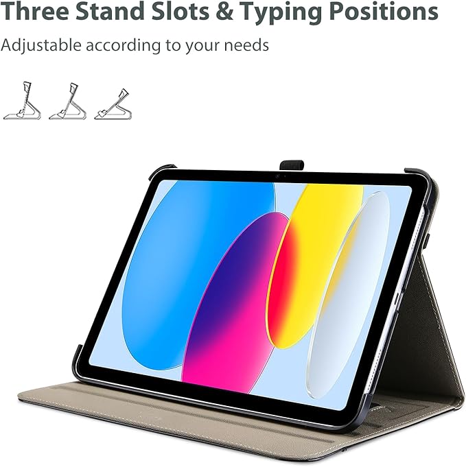ProCase for iPad A16 11th Generation 11 Inch 2025/iPad 10th Generation Case 10.9 Inch 2022, iPad 11/10 PU Leather Case Business Stand Cover Smart Folio with Hand Strap Front Pocket Pen Loop -Black