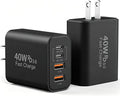 USB C Wall Charger Block, 2-Pack 40W 4-Port Fast Charging Block PD Power Adapter +QC 3.0 USB A Wall Plug Multiport Type C Box Cube for Phone 15/14/13/12/11 Pro Max, Galaxy, Pixel