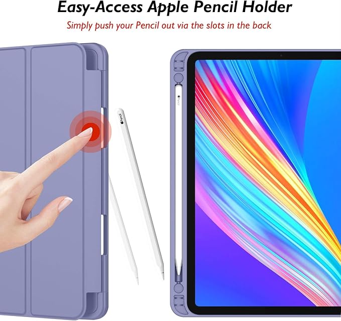 iMieet iPad Pro 13 Inch Case (M5/M4) 2025/2024 with Pencil Holder, Trifold Stand Smart Case with Soft TPU Back, Auto Wake/Sleep (Lavender)