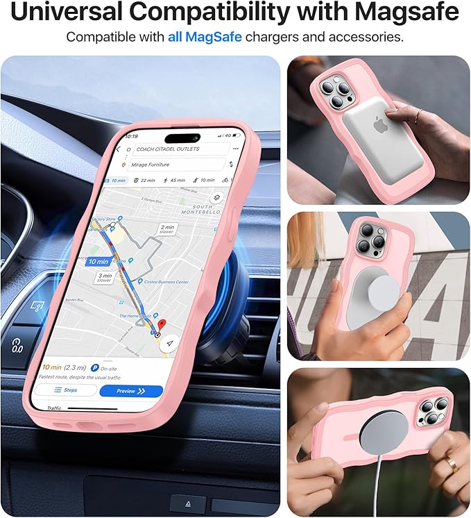 Magnetic for iPhone 15 Pro Max Case[Compatible with MagSafe][Military-Grade Drop Protection][Anti-Yellowing] Shockproof Translucent Matte Cover for iPhone 15 Pro Max Phone Case,Peach Pink