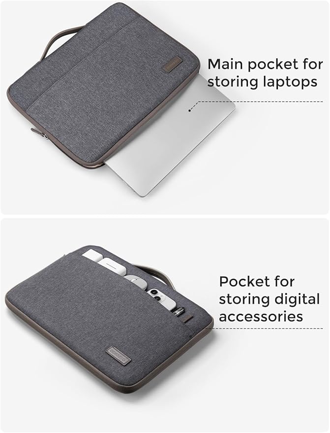 DOMISO 16 inch Laptop Sleeve Protective Case Cover Compatible with 16 16+ inch HP Dell ASUS Lenovo Chromebook,Waterproof Computer Cases Bag with Handle,Dark Grey