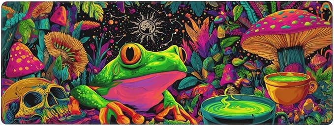 Frog Mushroom Mouse Pad Extended Large Gaming Mouse Pad XL Stitched Edges for Gamer Home Office 31.5 X 11.8 Inch
