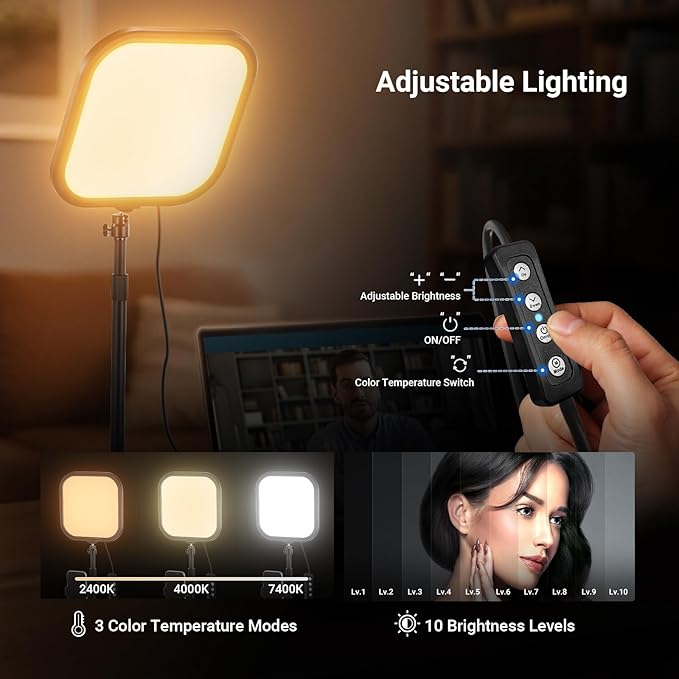 NEEWER Basics 10.8" Video Conference Lighting with Desk Stand & Phone Holder, 15W Bi Color Edge Lit Full Screen Light CRI95+ for Computer Laptop Webcam Zoom Calls Streaming