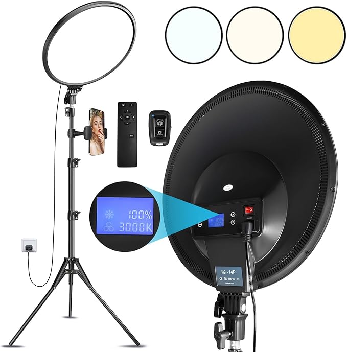 6" Ring Light with Tripod Stand for YouTube & Makeup, Mini LED Camera Light with Phone Holder, 3 Light Modes & 11 Brightness Levels (14 inch with Tripod Stand)