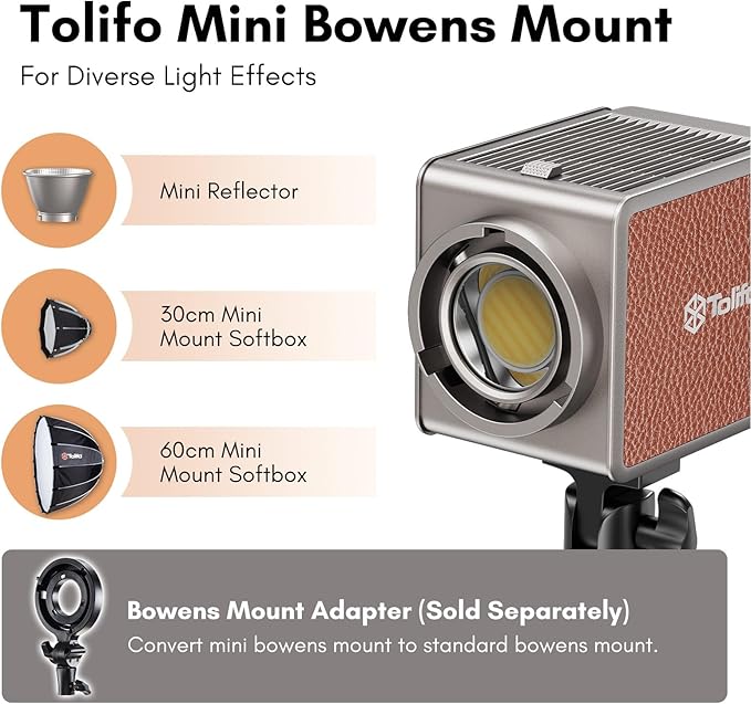 Tolifo 200W Bi-Color Handheld Spotlight Silent COB LED Video Light Kit, 2700K-6500K CRI97+/TLCI98+/12 Effects/APP Control, 360° Fill Lights for Photography/Studio/YouTube/TikTok/Live Streaming