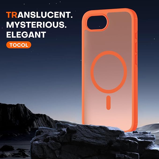 TOCOL for iPhone 17e Case, Compatible with Magsafe, Military Drop Protection, Slim Translucent Matte Shockproof for iPhone 17 e Case 6.1 inch (Orange)