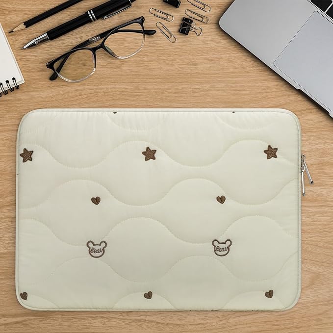 Laptop Sleeve Case 15 16 Inch Laptop Cover Protective Case Compatible with MacBook Air MacBook Pro 15 16 Inch Shockproof Padded Laptop Case, Beige