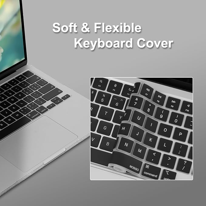 MOSISO Compatible with MacBook Air 13 inch Case M5 2026 M4 2025 M3 M2 2024-2022 A3449 A3240 A3113 A2681, 3 in 1 Kit Ribbons Bows Sparkly Plastic Hard Shell Case for MacBook Air 13.6 inch Case, Black