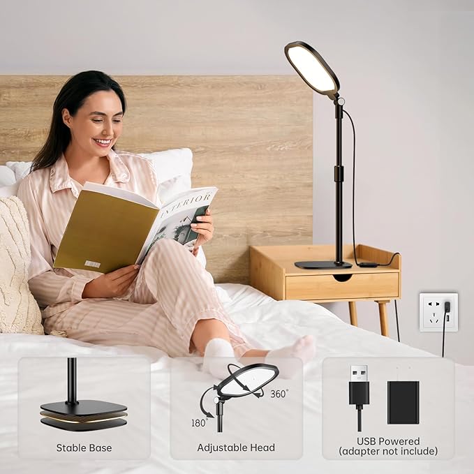 Desk Ring Light with Stand and Phone Holder, 3000K-6500K Adjustable Computer Ringlight, Video Conference Light for Zoom Meeting, Video Calls, Webcam, Desktop Light for Video Recording, CRI 97.8